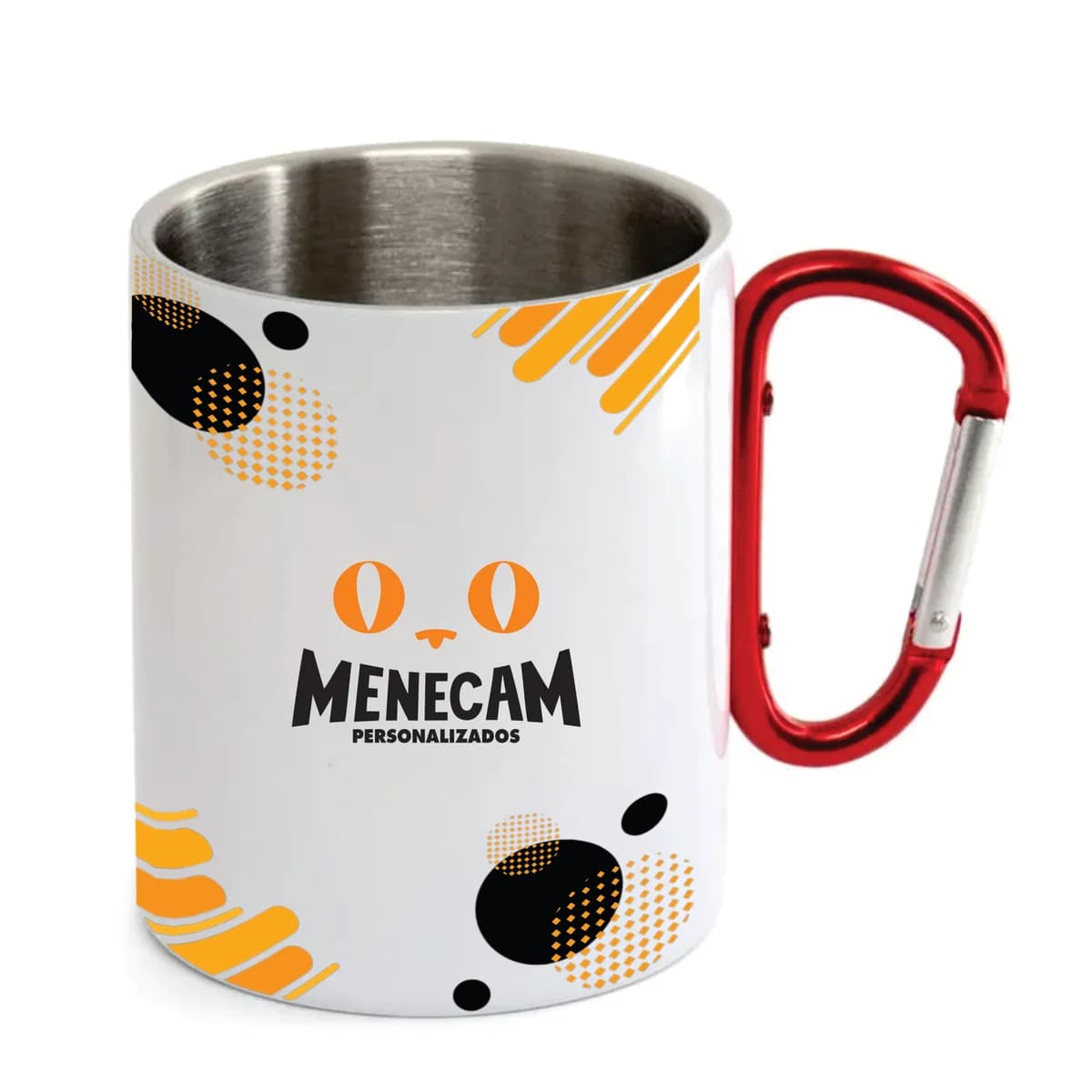 Kit 10 Canecas Aço Inox Mosquetão 400ml