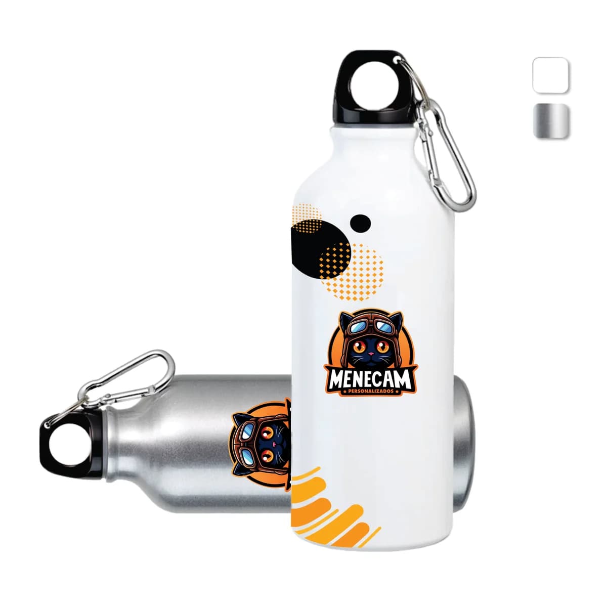 Kit 10 Squeezes Alumínio Tampa Mosquetão – 600ml