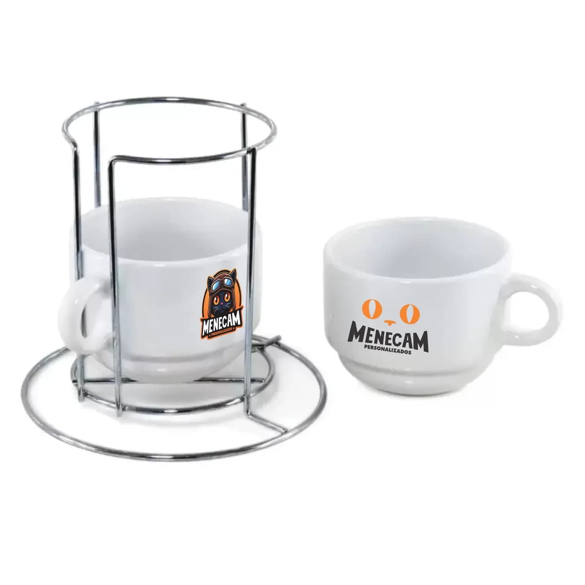 Kit com 2 Xícaras Personalizadas com Suporte – Pacote com 10 Kits