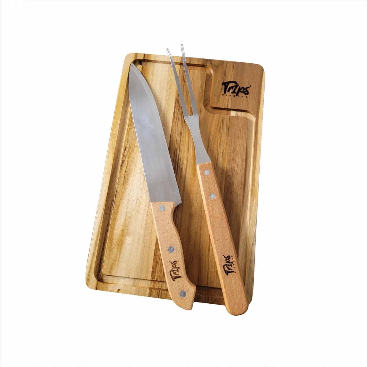 Kit Churrasco com Tábua,Garfo e Faca – 10 Kits