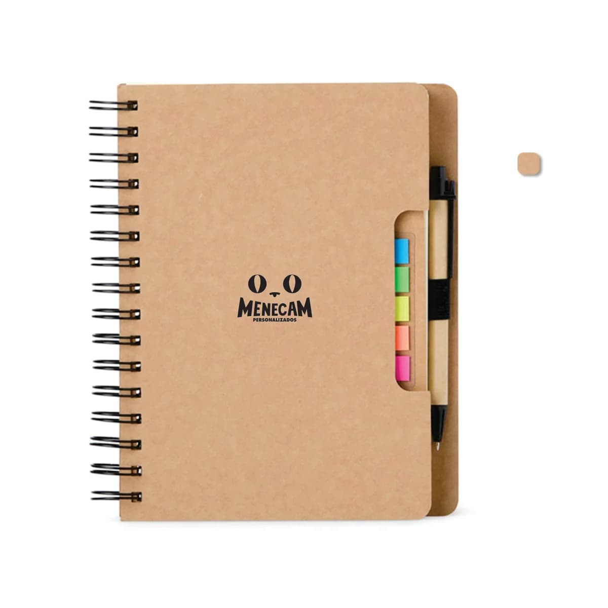 Kit 10 Cadernetas Kraft c/ Post it e Caneta 17×21
