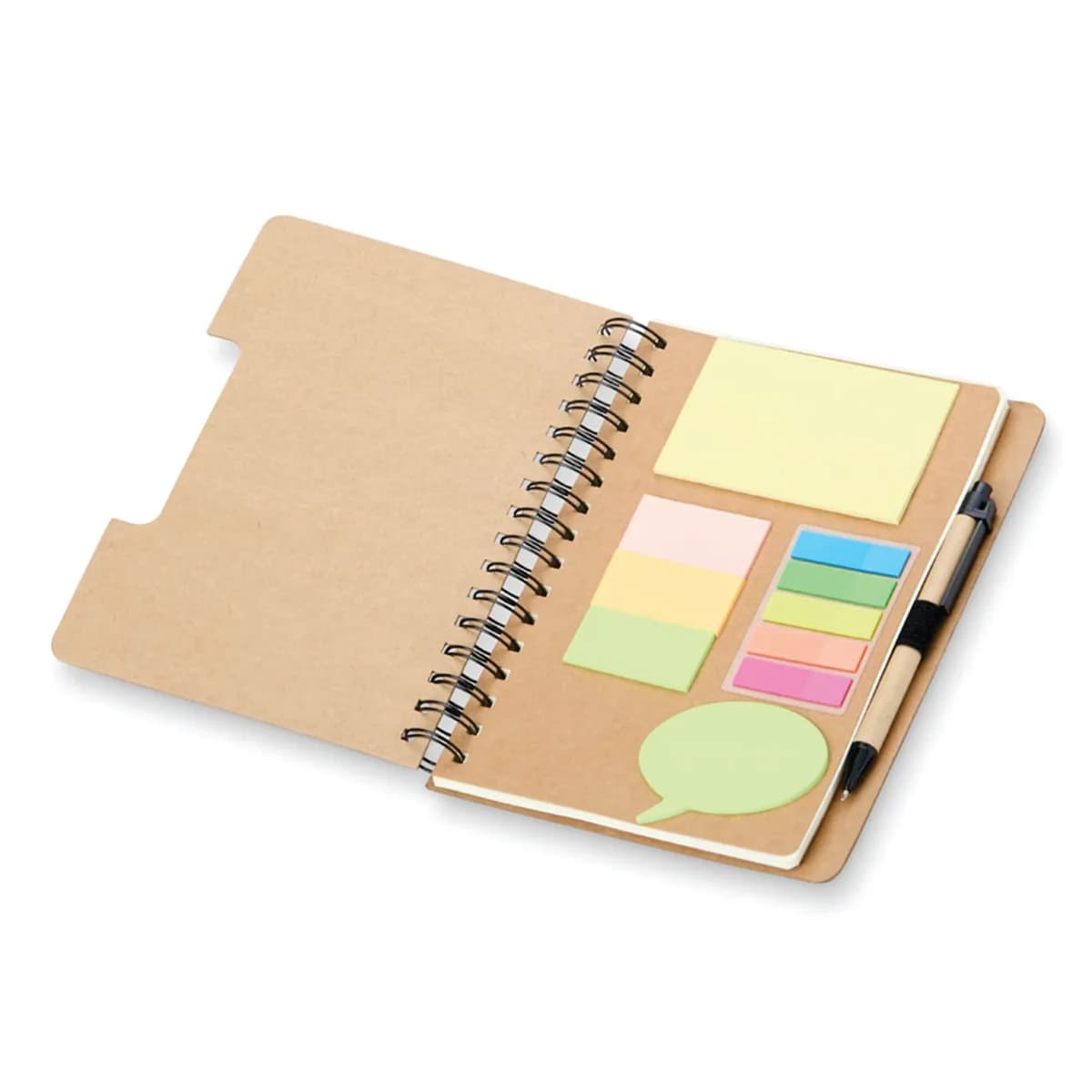 Kit 10 Cadernetas Kraft c/ Post it e Caneta 17×21